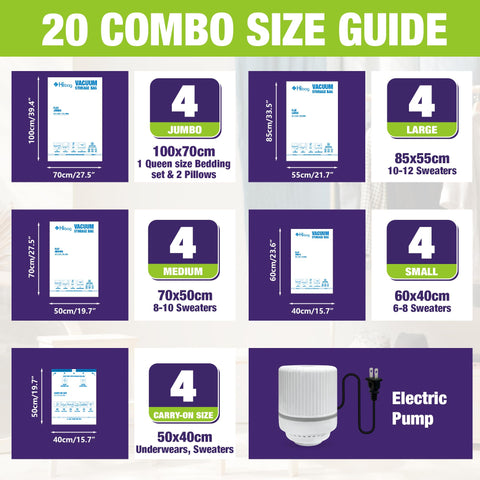 HIBAG four size collection organized for wardrobe packing and travel efficiency.