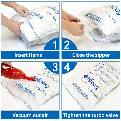 HIBAG 35-pack vacuum-seal bags ready for organized wardrobe storage