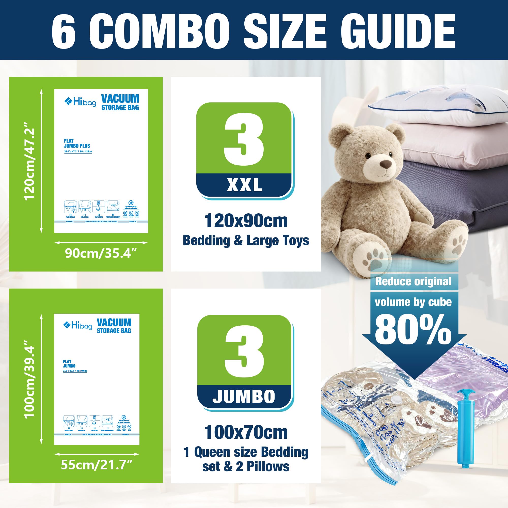 HIBAG vacuum storage bags jumbo 39x27 inches sealed to protect clothes from dust and moisture