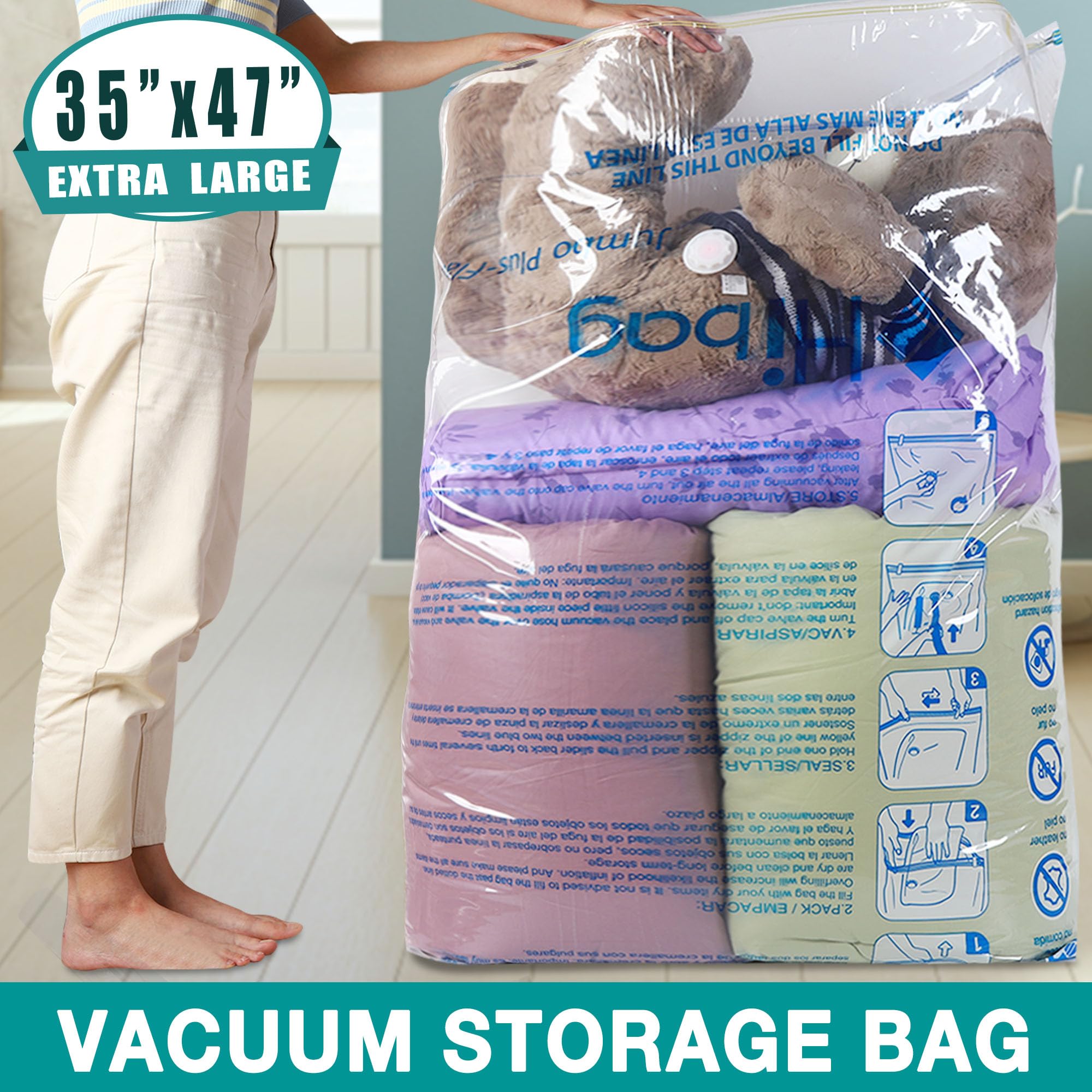 HIBAG bag showing double zipper seal for secure vacuum closure
