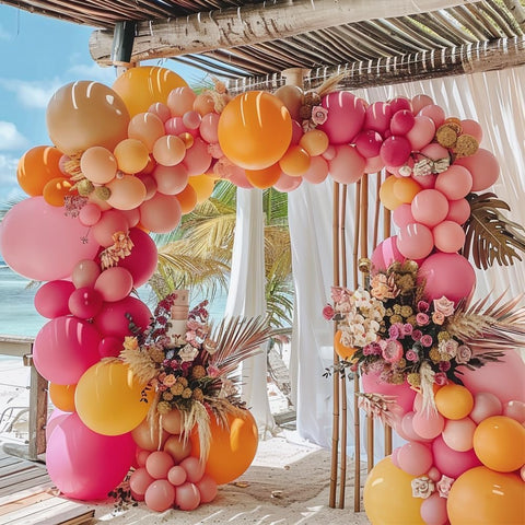 HIBAOpati yellow pink balloon arch kit with mixed sizes for festive decor.