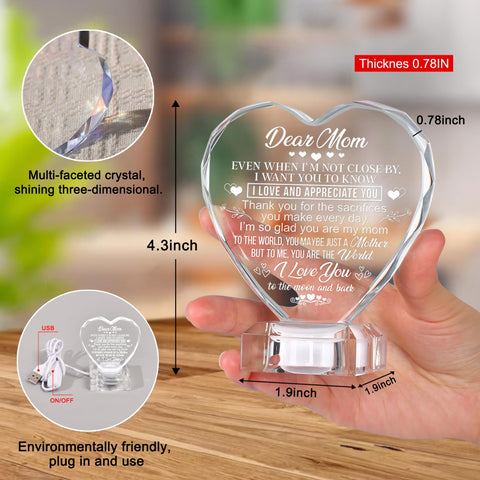 hibeauti crystal heart ambient light enhancing home atmosphere softly.
