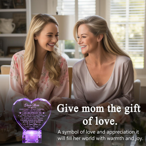 hibeauti crystal heart base light creating warm ambient illumination.