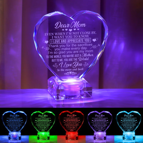 hibeauti crystal heart gift box presentation showing elegant unboxing for mom.