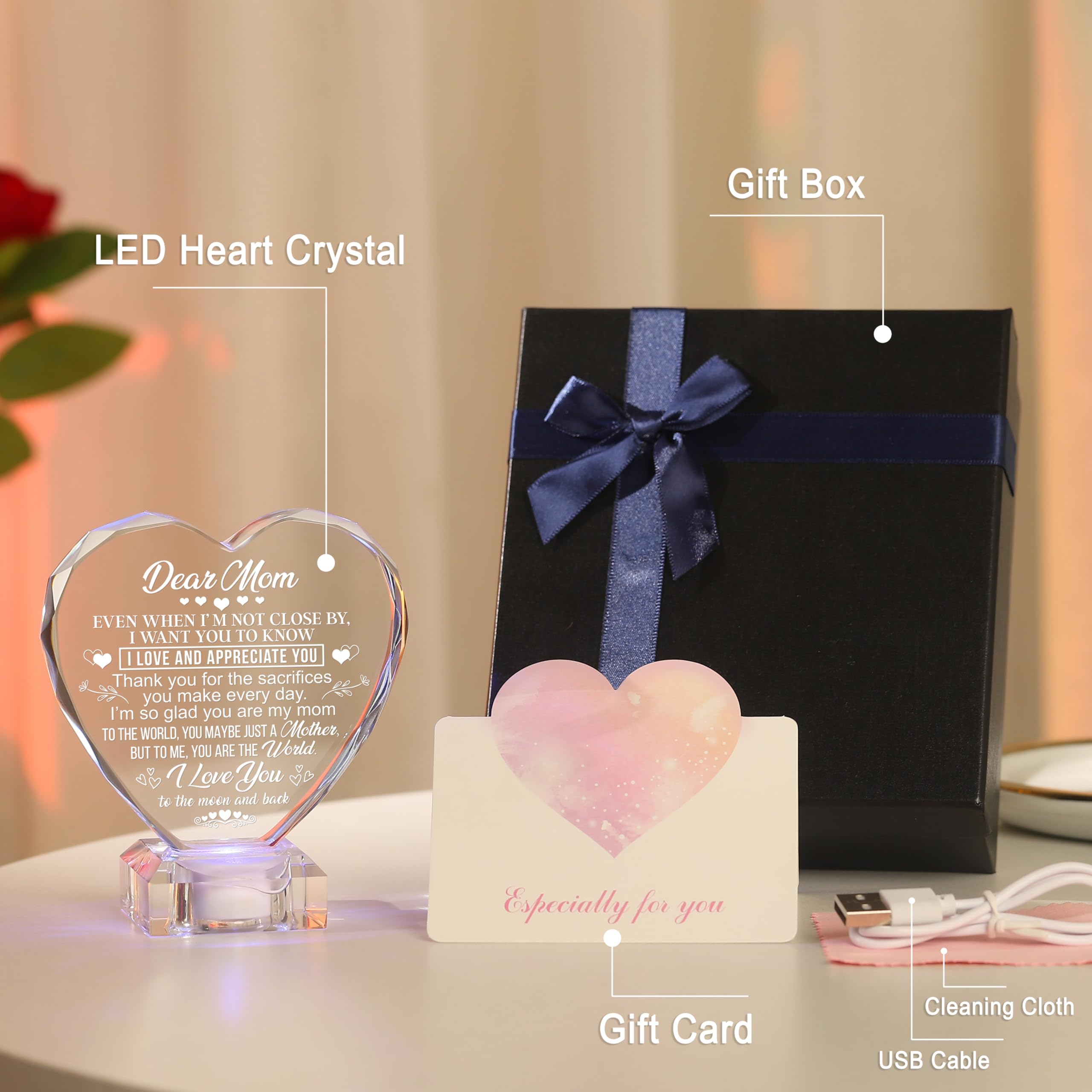 hibeauti crystal heart Mother’s Day gift ready for gifting.