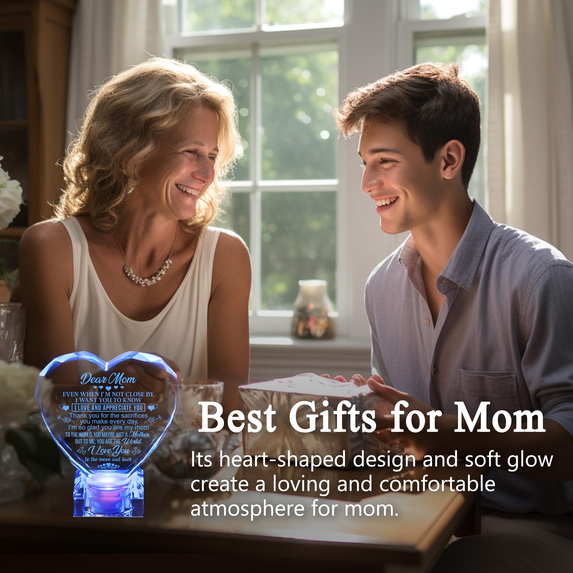 hibeauti crystal heart USB-rechargeable base powering long-lasting light.
