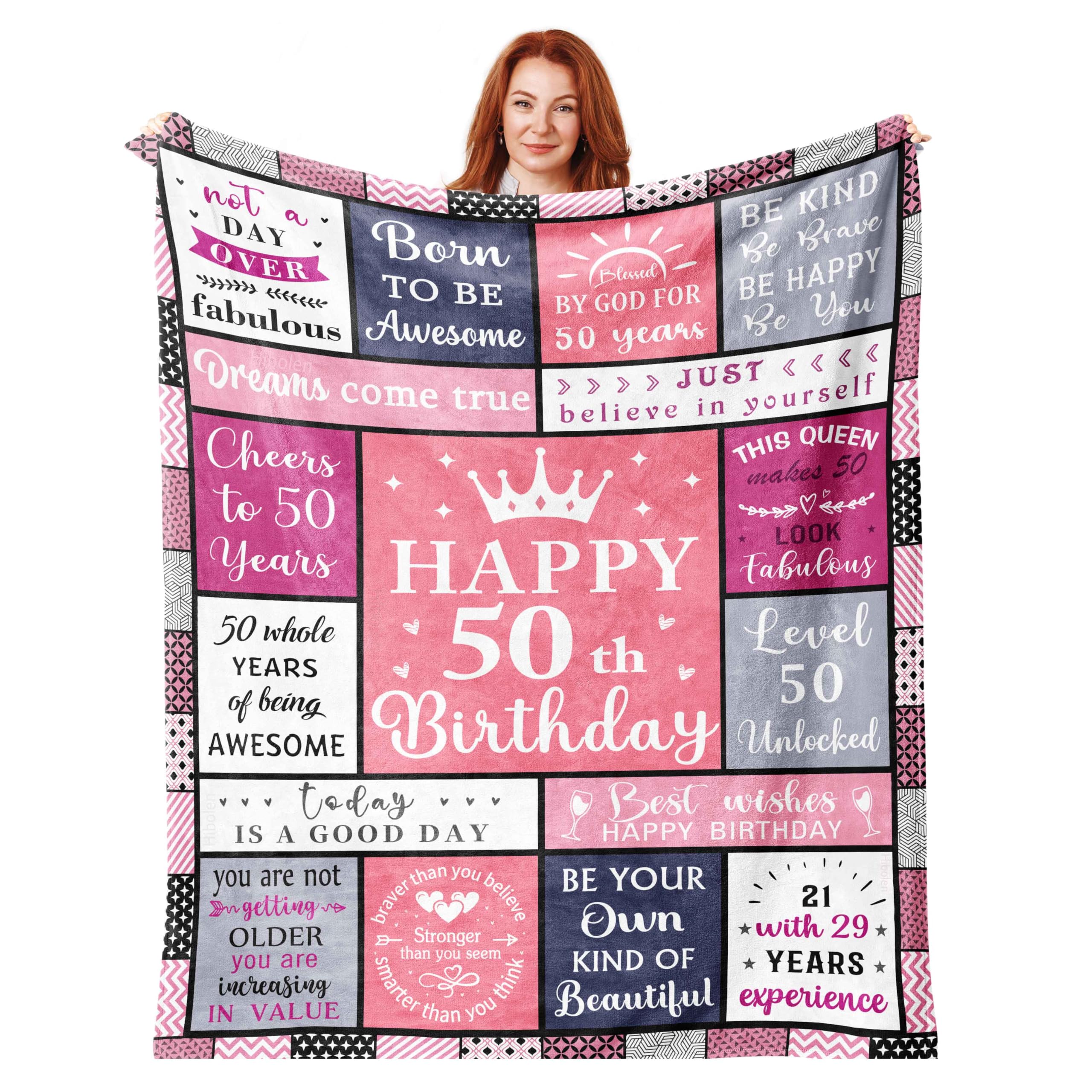 Hibolen 50th birthday blanket 50x60 offers cozy warmth for her.