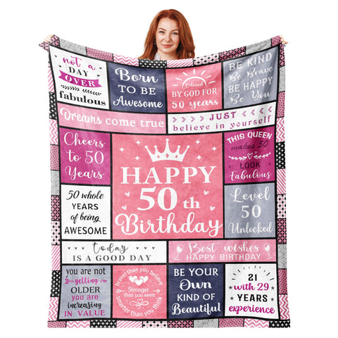 Hibolen 50th birthday blanket 50x60 offers cozy warmth for her.