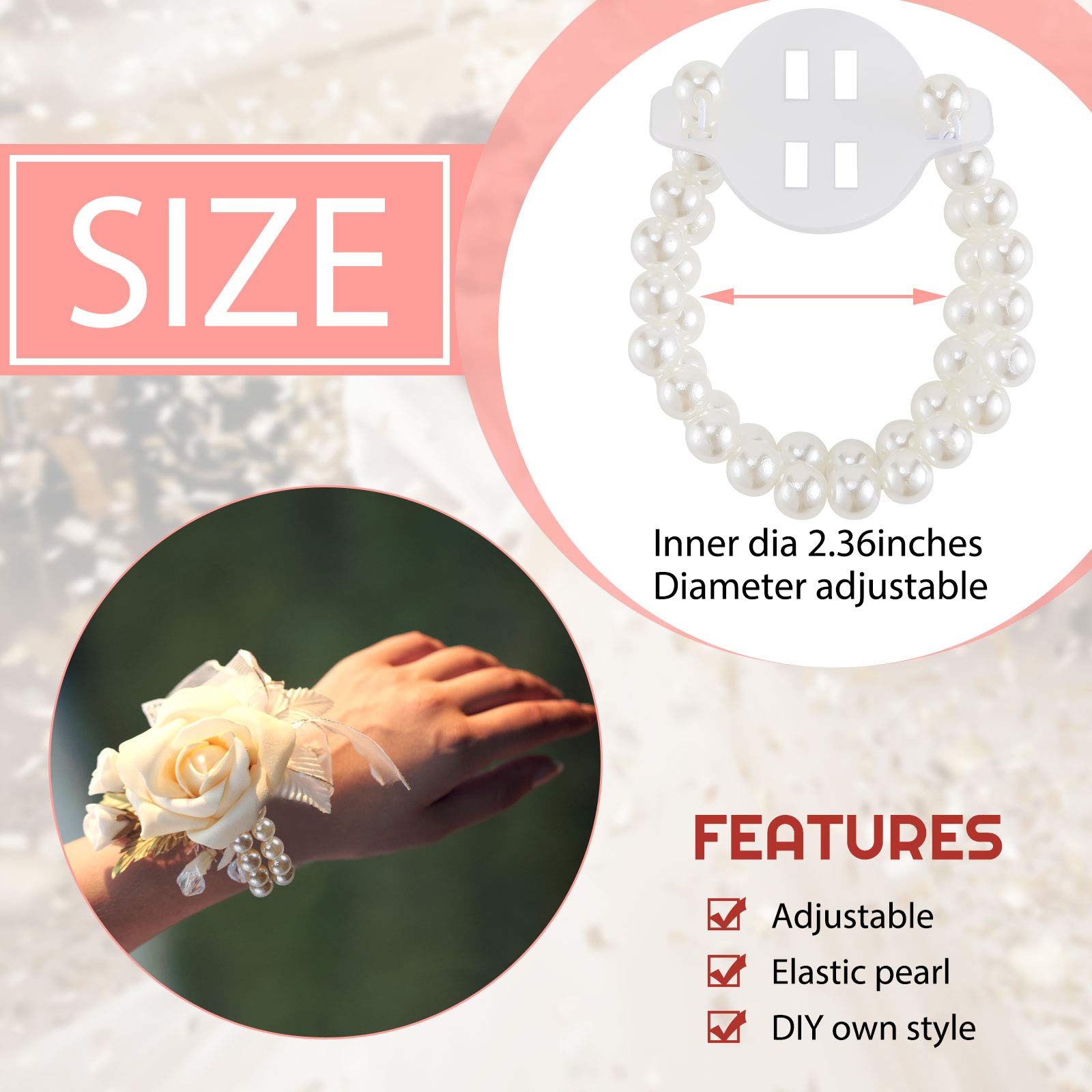 Hicarer 32-pcs corsage set white pearls arranged for display