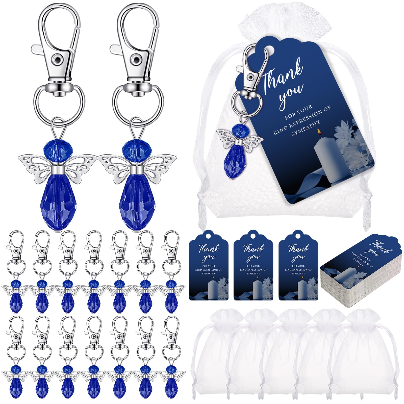 Hicarer angel keychain blue close-up, durable keepsake for memorial moments
