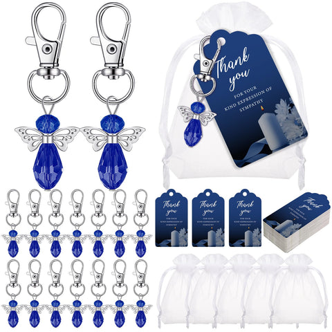 Hicarer angel keychain blue close-up, durable keepsake for memorial moments