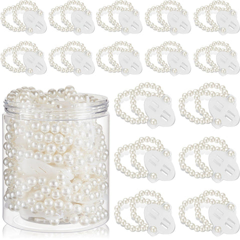 Hicarer corsage wristlet pearl bracelet close-up shows elastic fit for weddings