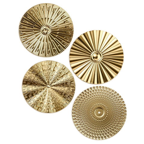 Hicarer sunburst gold metal wall art set of four panels brightens living room