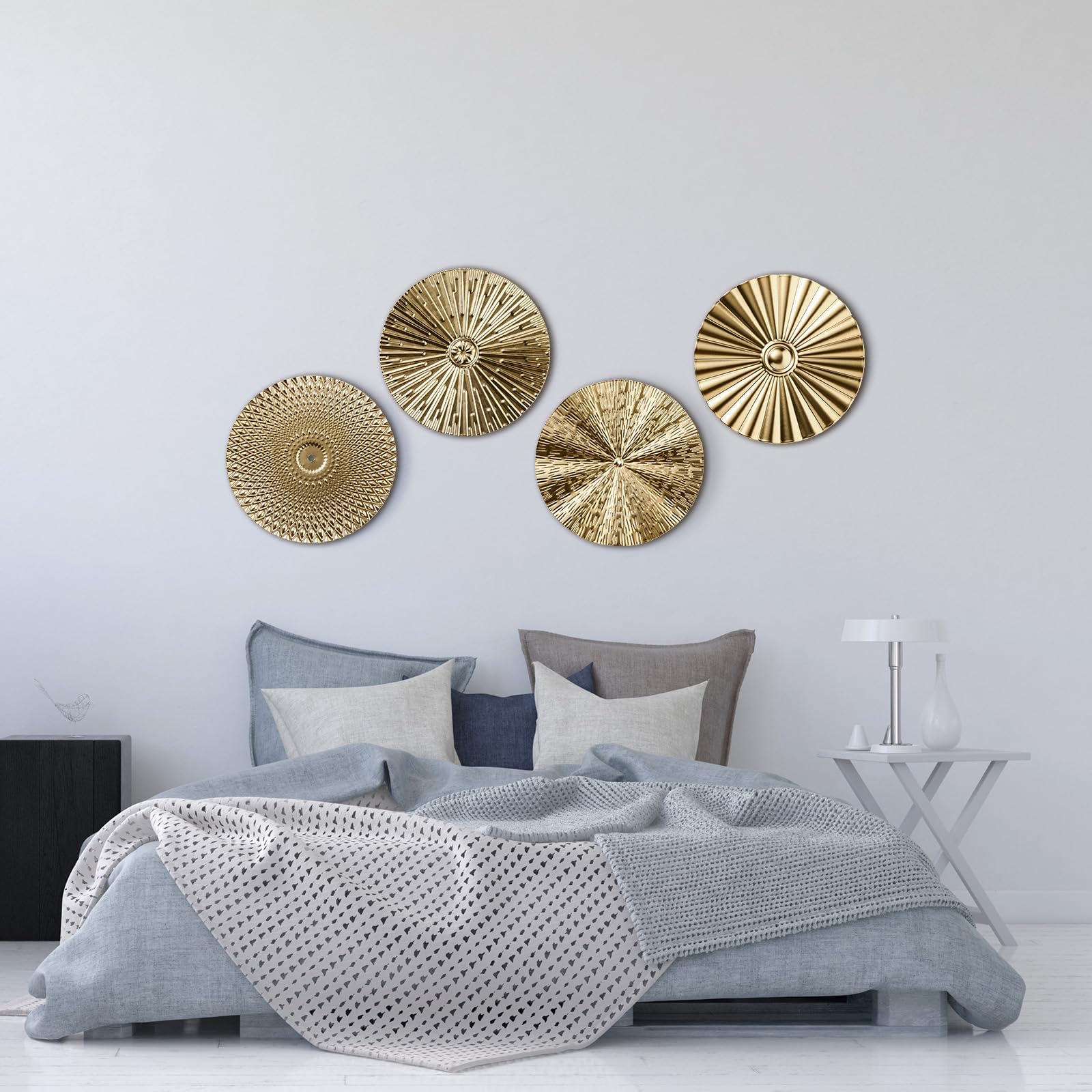 Hicarer sunburst gold metal wall art panels add depth to hallways