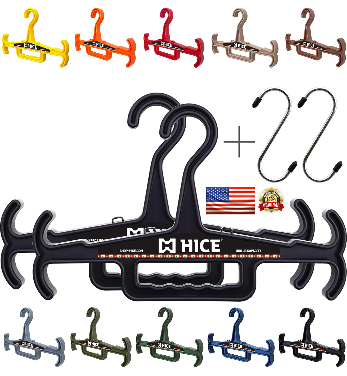 HICE Titan Vest Hanger shows 200 lb capacity for heavy gear organization