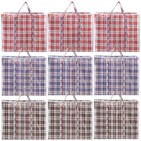 Hiceeden 9-pack 108L checkered bags front view for easy moving and access.