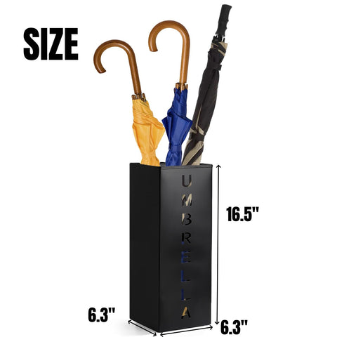 Hiceeden metal umbrella stand side view, durable freestanding structure
