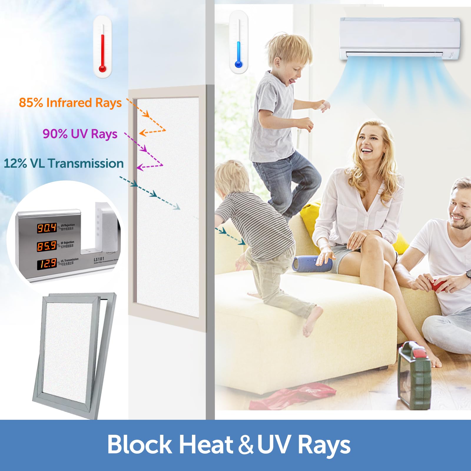 HIDBEA Static Cling Installation on glass shows easy glue-free application.