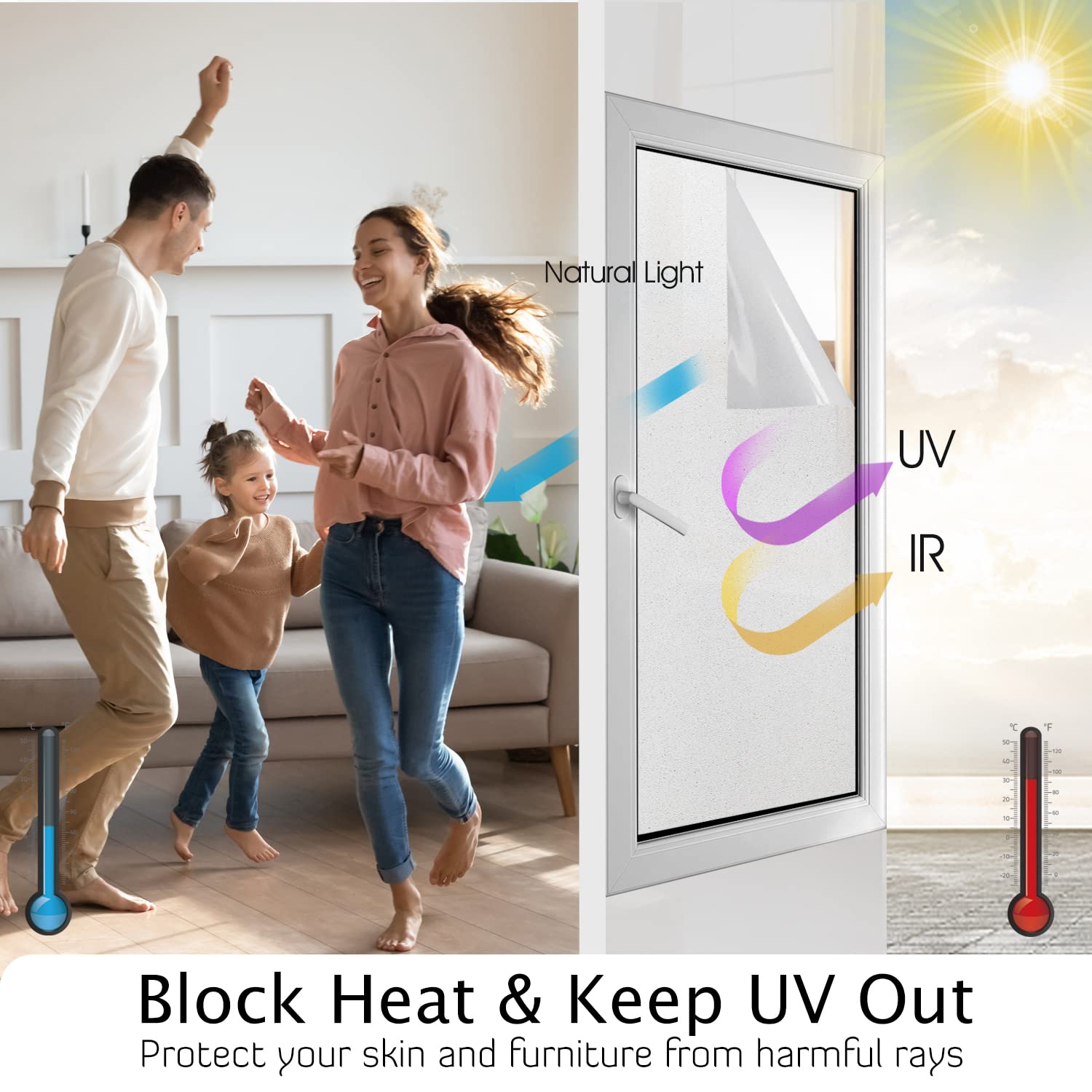 HIDBEA window film UV block shields interior from sun damage and glare.