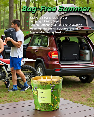 Hidden Label patio candle suits garden and campsite settings.