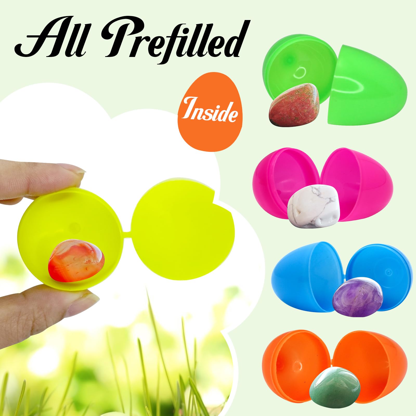 Hidreas Easter eggs with magnifying glass included for gemstone exploration.