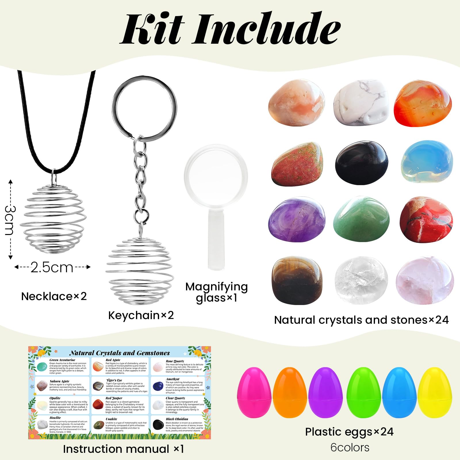 Hidreas Easter eggs opened to reveal natural gemstones inside.