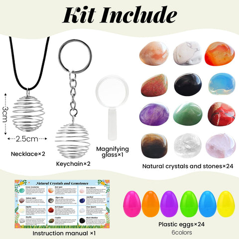 Hidreas Easter eggs opened to reveal natural gemstones inside.