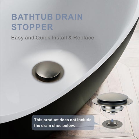 HIDROP brushed tub drain stopper installed in bathroom for fast, reliable drainage