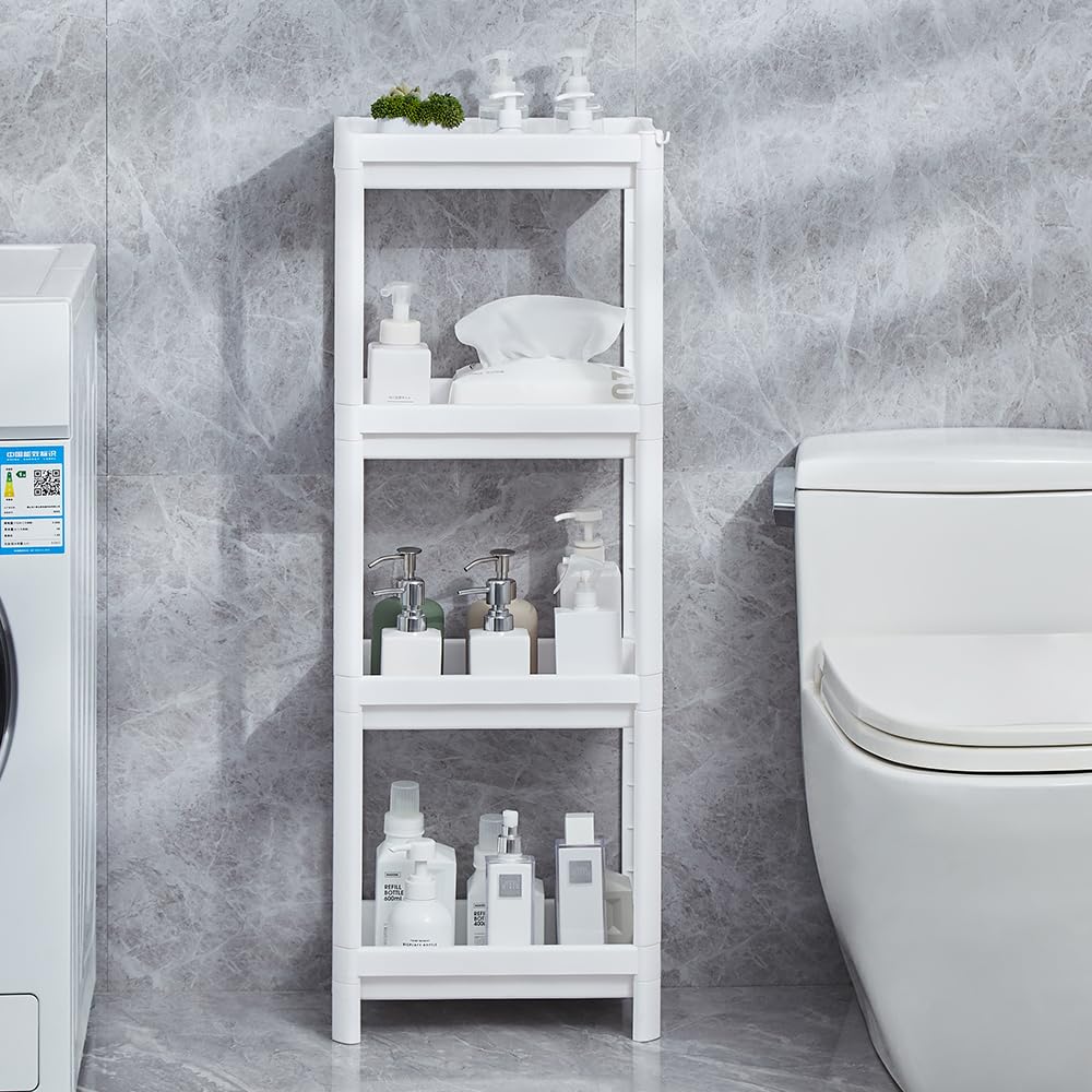 HIEEY four-tier shelf assembly showing durable rust-proof pipes