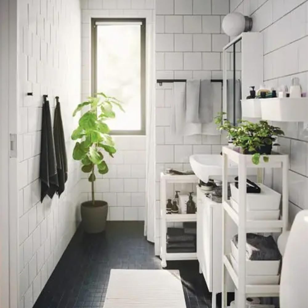 HIEEY four-tier shelf in laundry area for detergents and towels