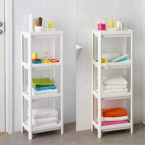 HIEEY four-tier bathroom shelf side view showing elevated edges