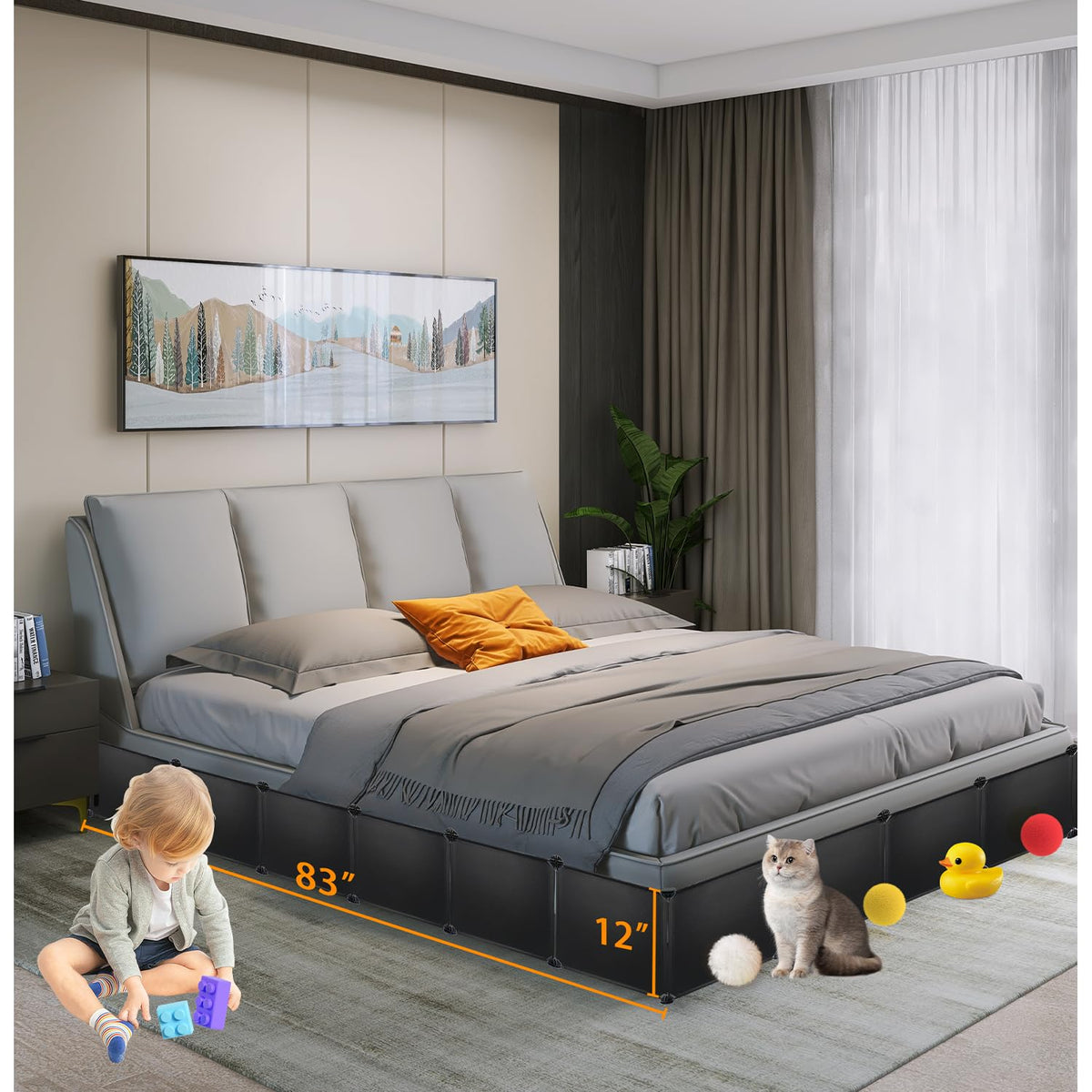 Hiflora under-bed blocker seven-piece set keeps pets out from under the bed