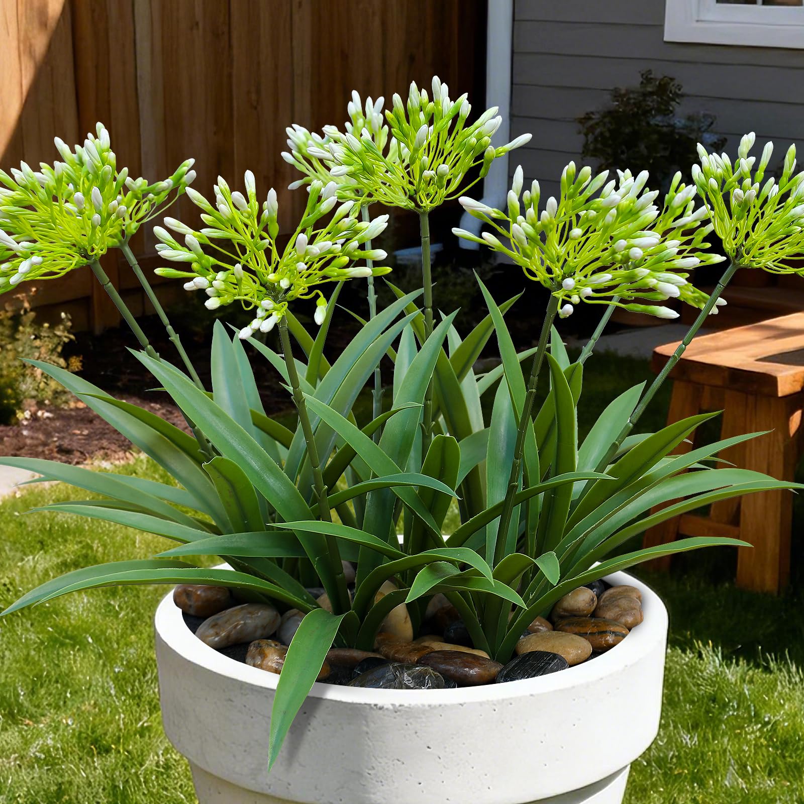 HIFORESTAR Agapanthus stems provide lifelike outdoor display for easy maintenance