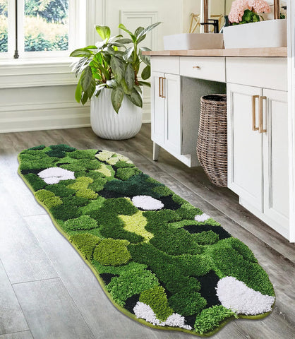 Hifuwan bath runner in forest design adds natural decor and stable footing.