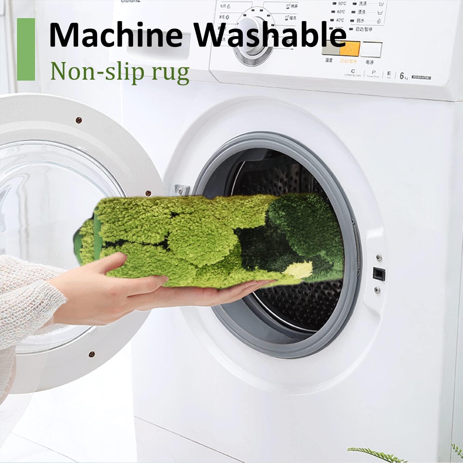 Hifuwan versatile bathroom decor moss rug fits vanity, sink, shower areas