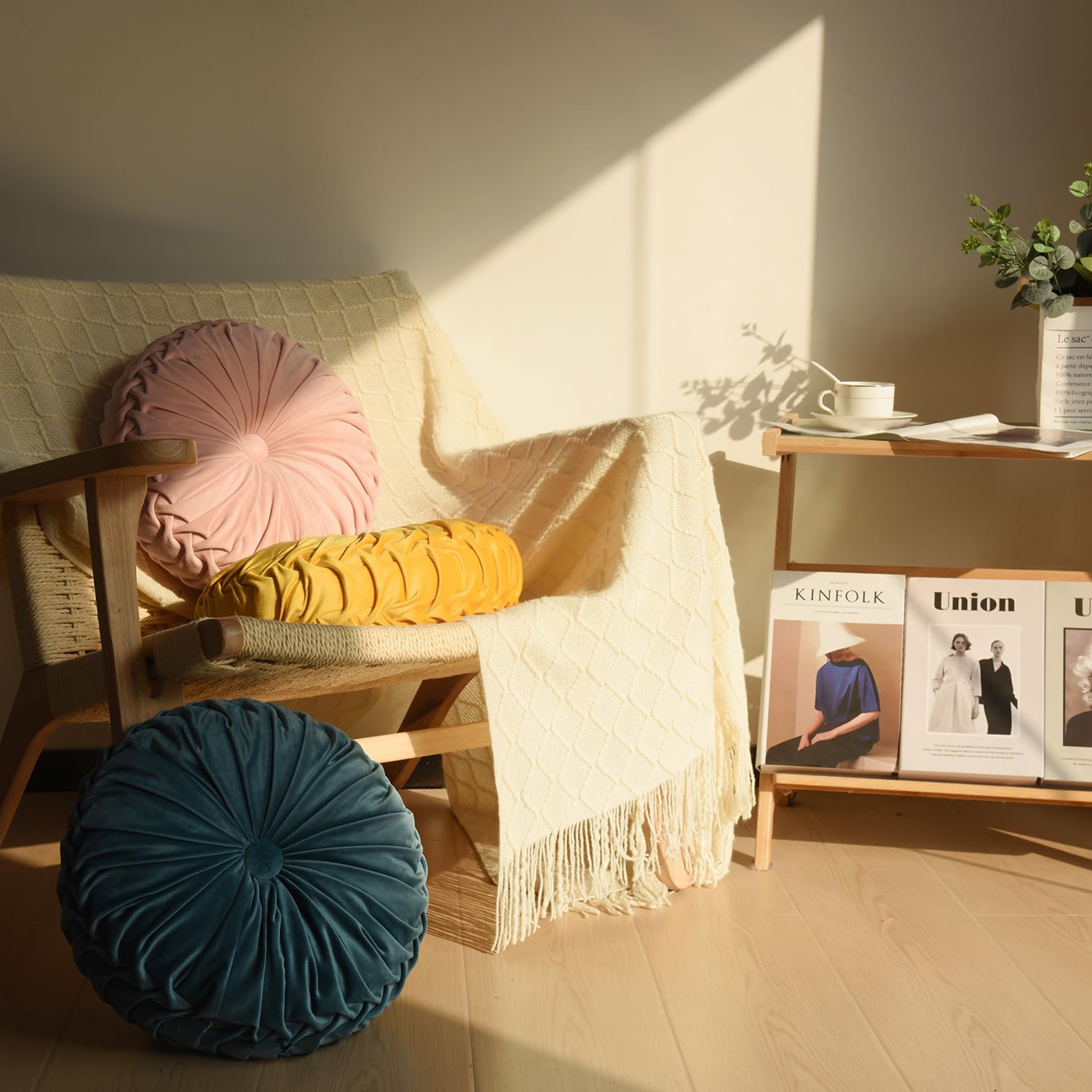 HIG handmade ruched detail pillow enhances texture and charm