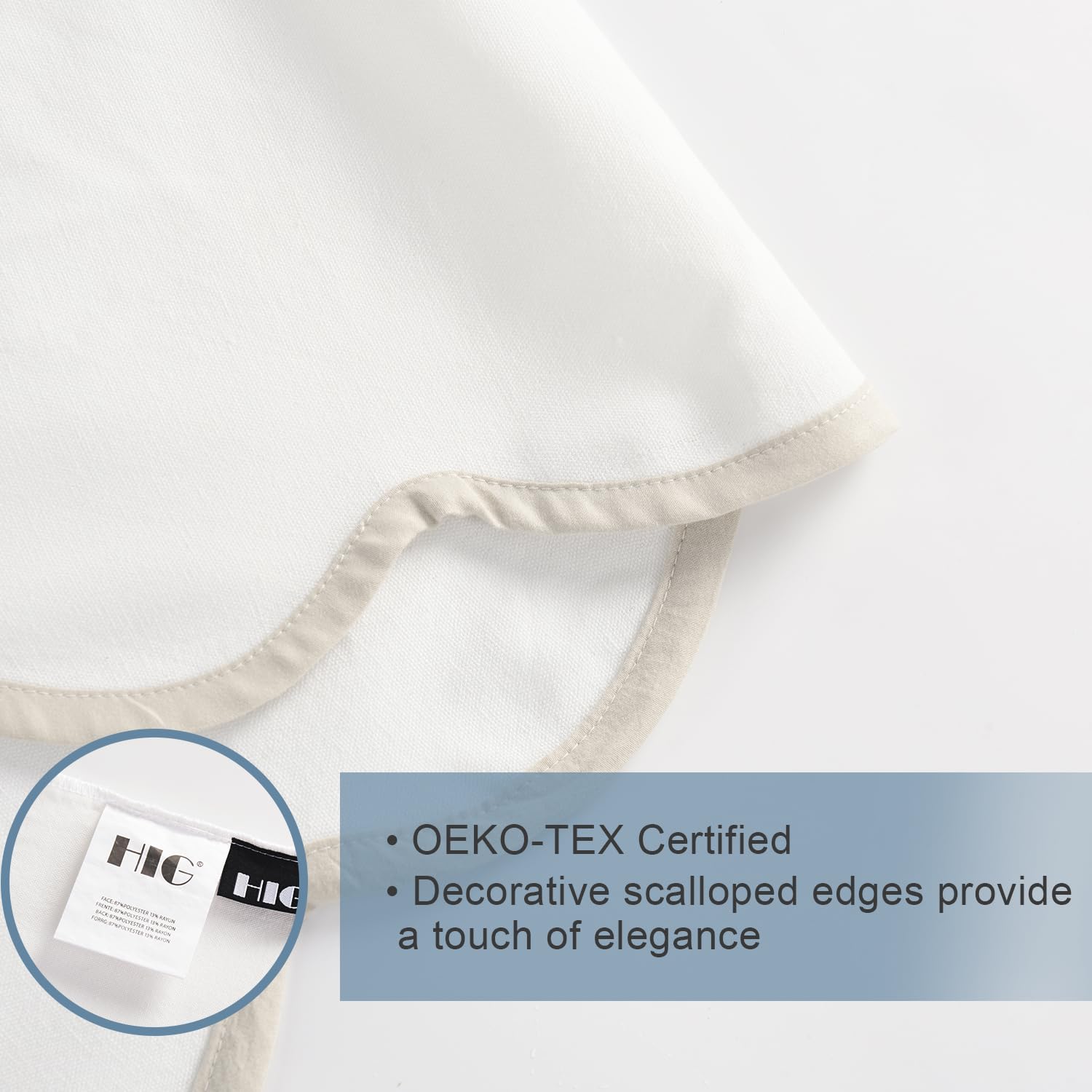 HIG Off White Chic King Bed Skirt pocket corners with elastic ensure snug fit.