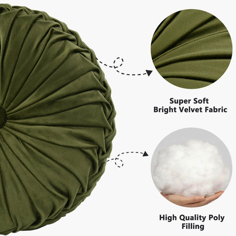 HIG olive velvet close-up highlights soft texture and handcrafted pleats.