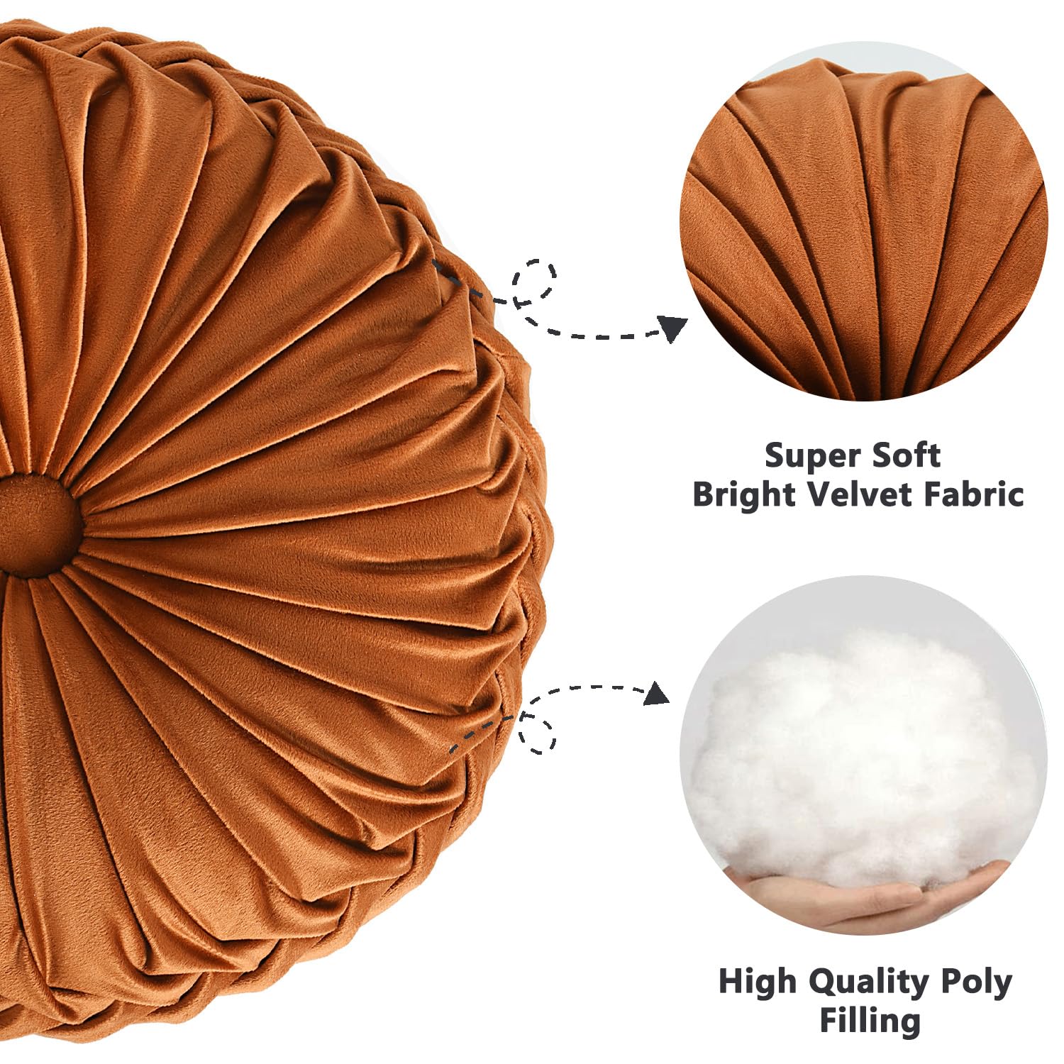 HIG pumpkin-shaped velvet pillow boosts sofa charm with soft velvet.