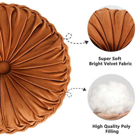 HIG pumpkin-shaped velvet pillow boosts sofa charm with soft velvet.