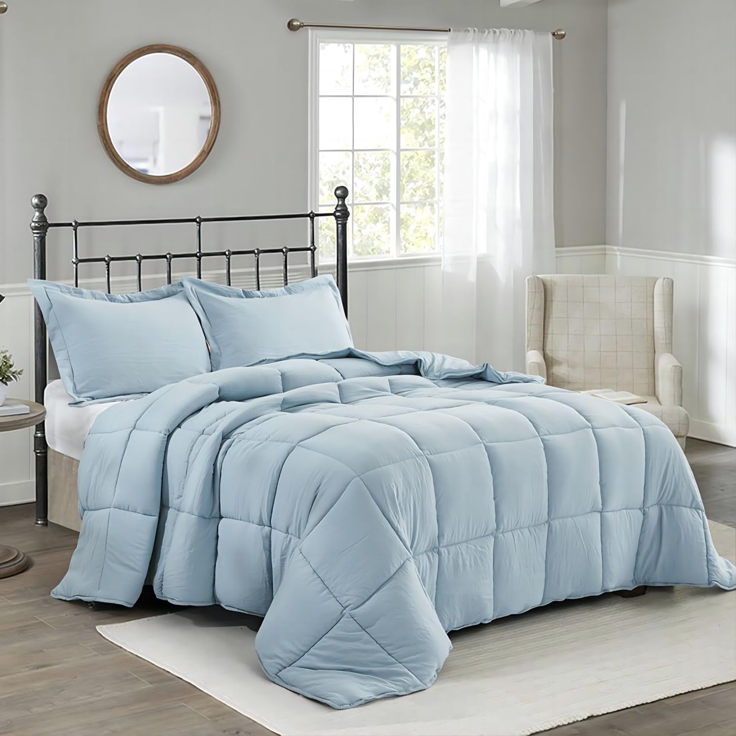 HIG pre-washed twin comforter set with box-stitched corners for durability.