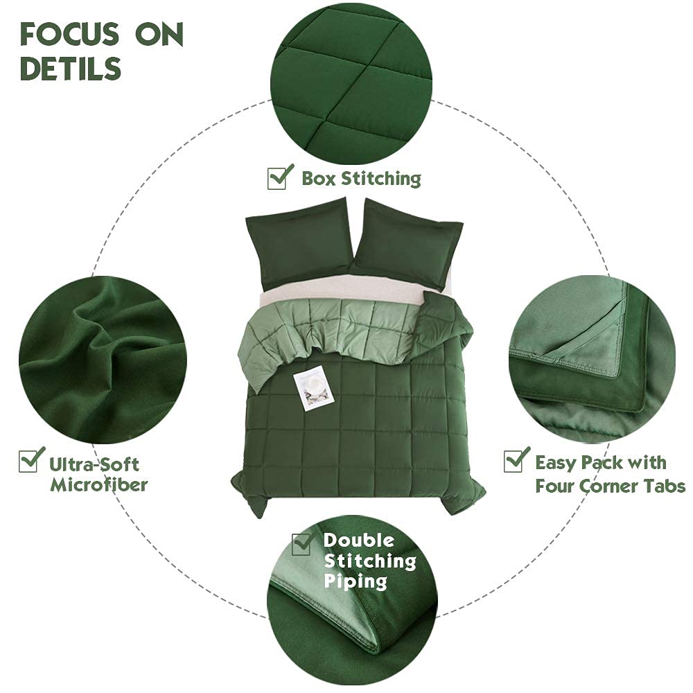 HIG Reversible comforter set with calming green and neutral tones.