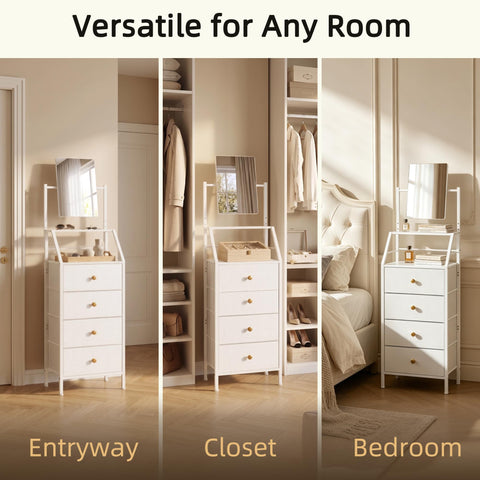 HIGDBFE white finish complements modern bedrooms and small spaces.