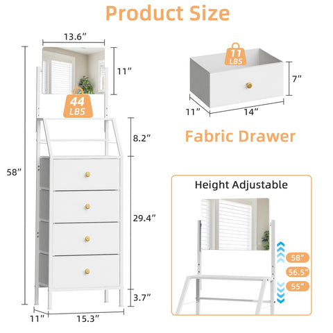 HIGDBFE 4-drawer dresser fits dorms and apartments for organized living.