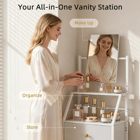 HIGDBFE dresser metal frame adds stability with anti-tip protection.