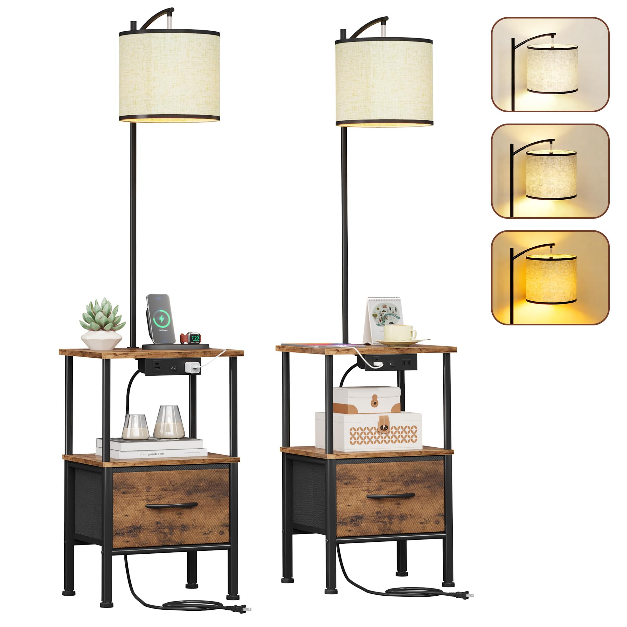 HIGDBFE end table with lamp provides surface space and gentle illumination for cozy corners
