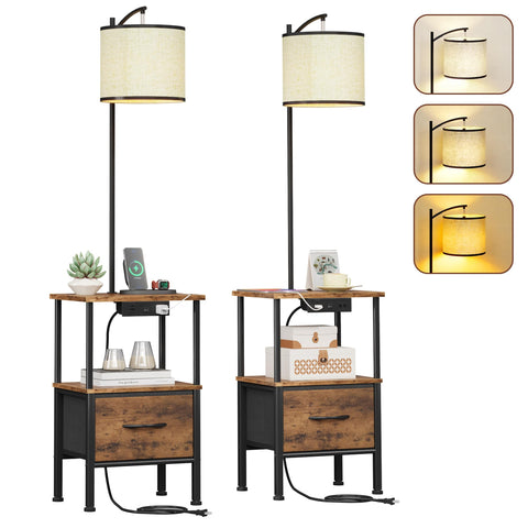 HIGDBFE end table with lamp provides surface space and gentle illumination for cozy corners