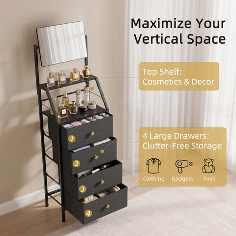 HIGDBFE fabric drawers offer deep storage for clothes and gear.