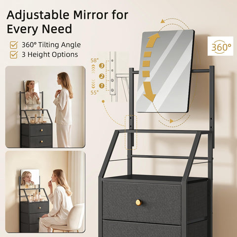 HIGDBFE dresser with two open shelves for easy access.