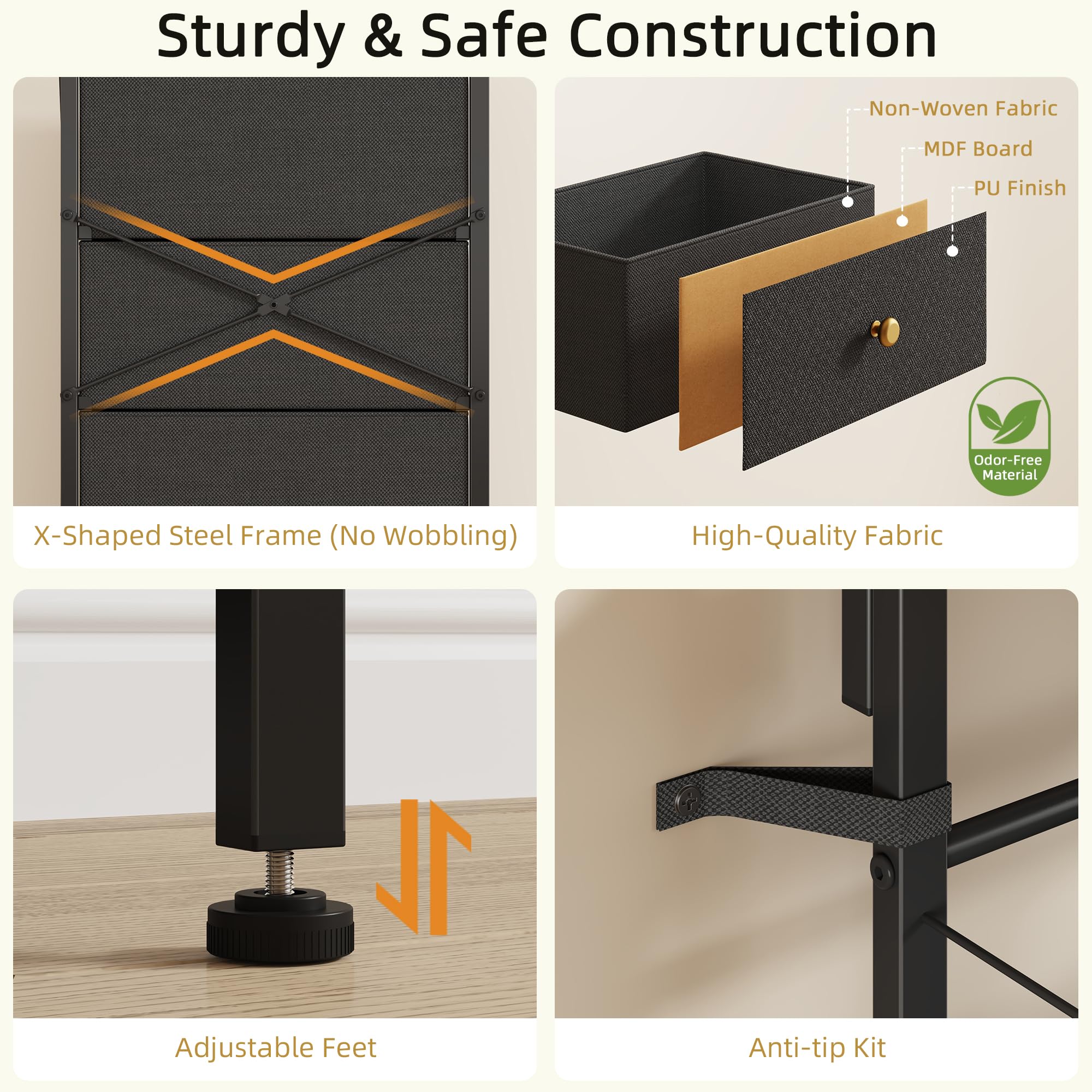 HIGDBFE quick assembly dresser fits small spaces quickly.